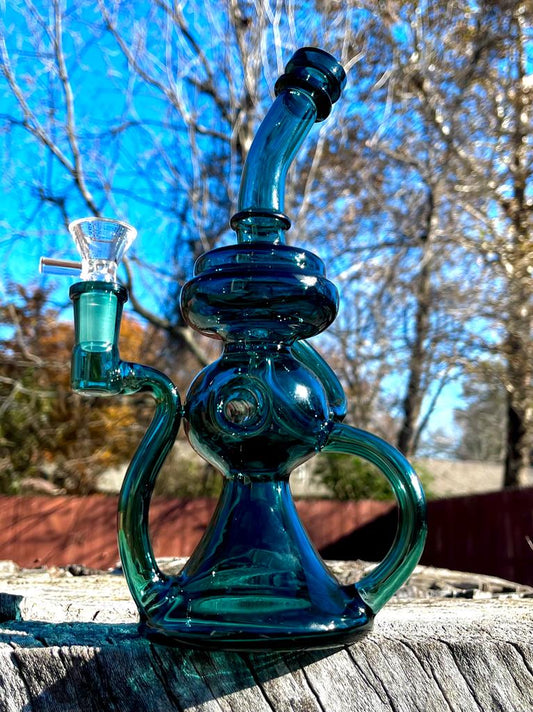 10" Green Klein Vortex  Recycler Beaker Dab Rig Or Bong