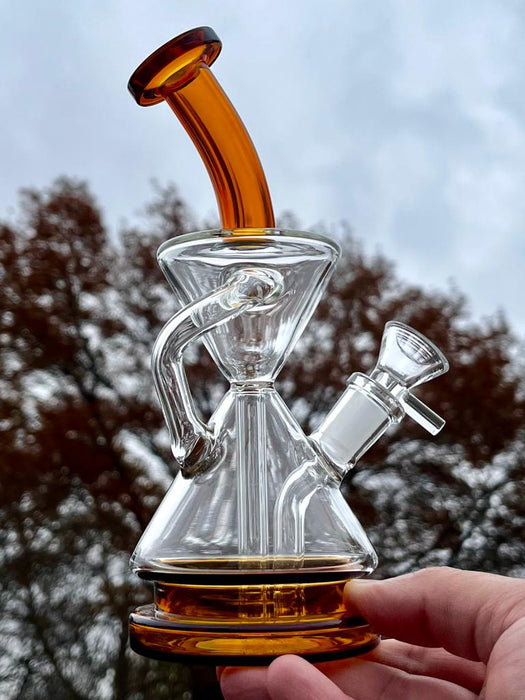 8" Hour Glass Dab Rig Recycler Glass Water Pipe