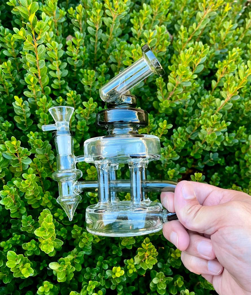 6.5" Christmas Tree Green Mini Dab Rig Recycler Glass Water Pipe