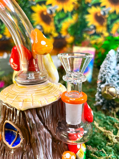 Mushroom House Bong Water Pipe Brown