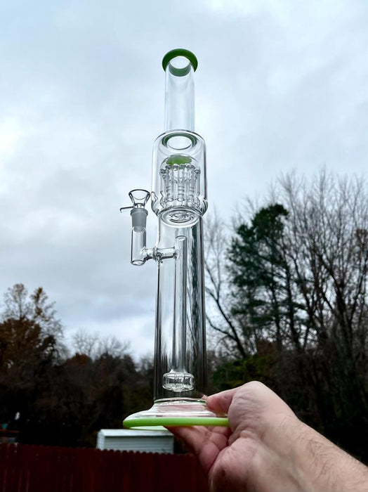 18” Tall Cylinder Recycler Glass Bong Dab Rig Milk Green
