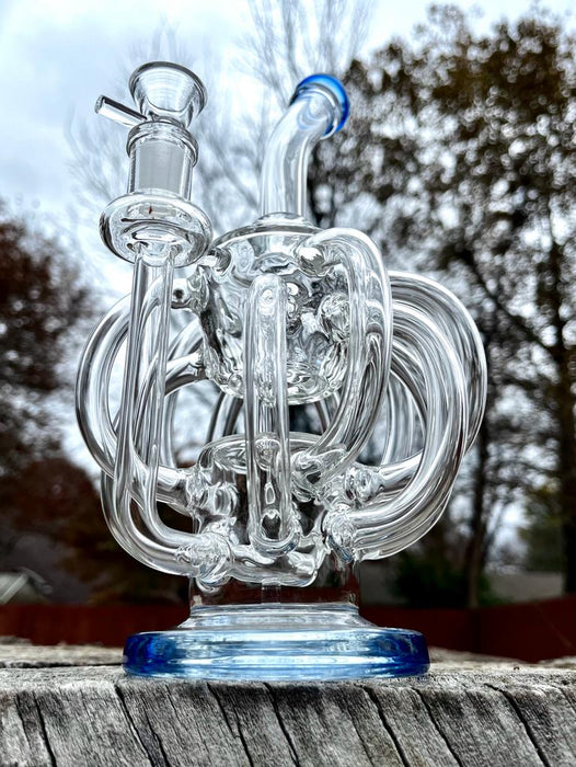 11” Blue Scientific Recycler Glass Bong Dab Rig