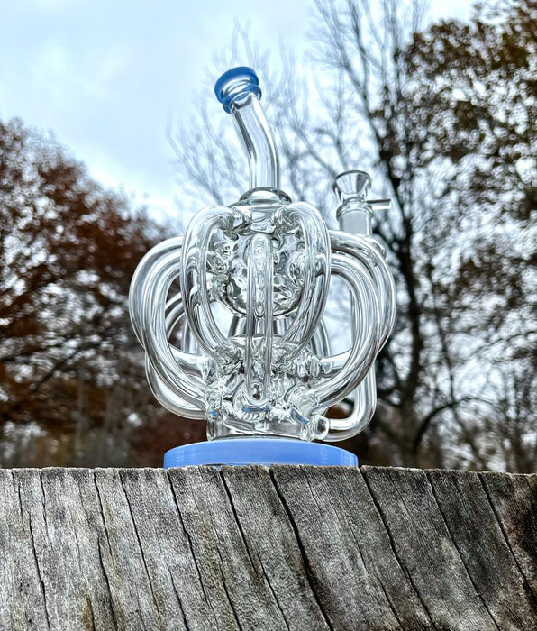 11” Sky Blue Scientific Recycler Glass Bong Dab Rig