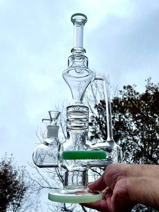 17" One-Arm Inline Recycler Bong Water Pipe Green