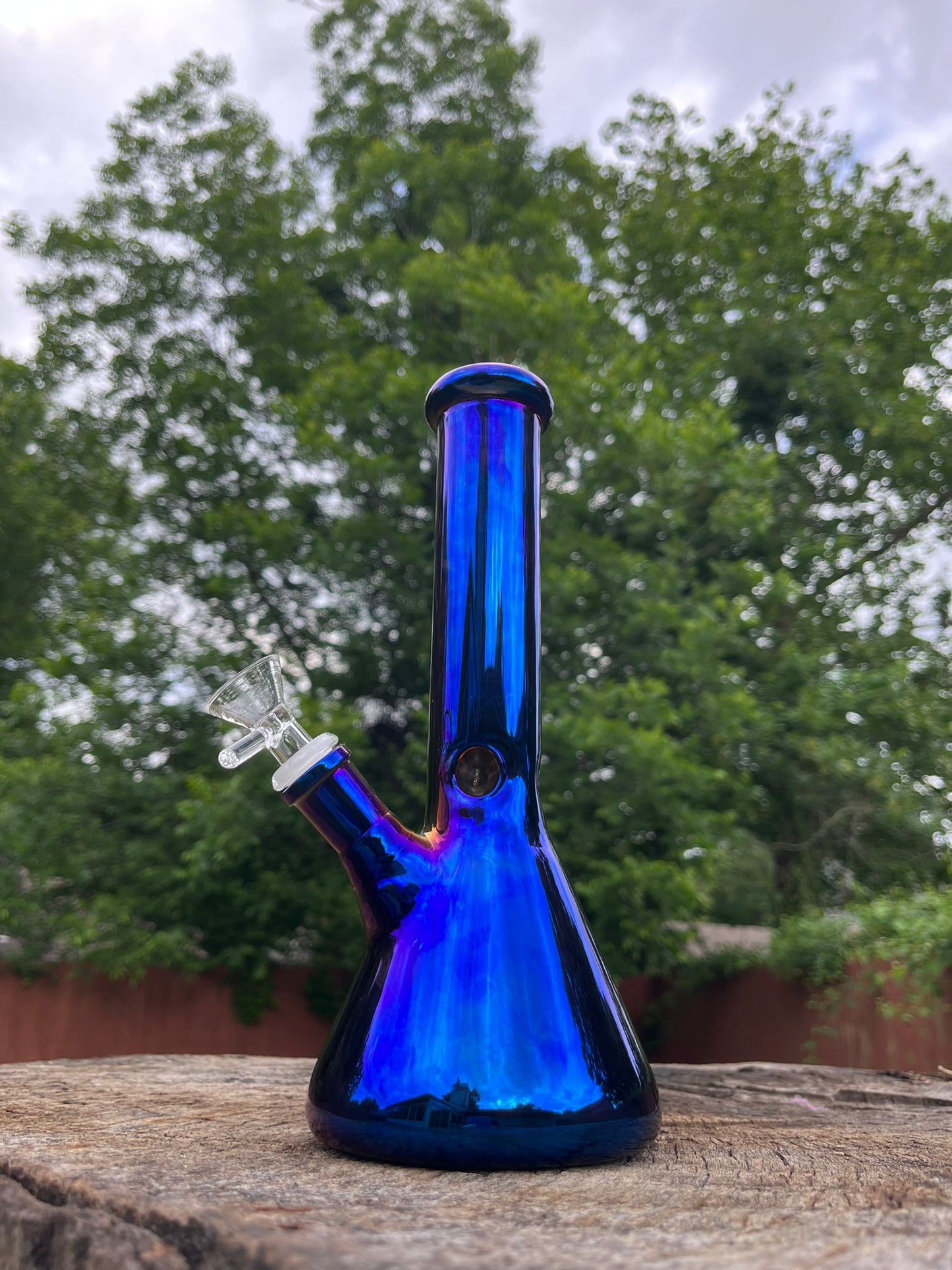 10" Metallic Rainbow Glass Bong Water Pipe