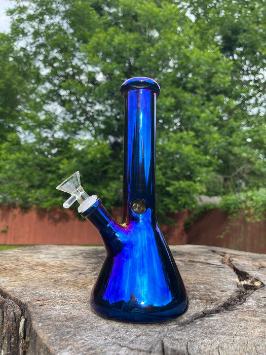 10" Metallic Rainbow Glass Bong Water Pipe