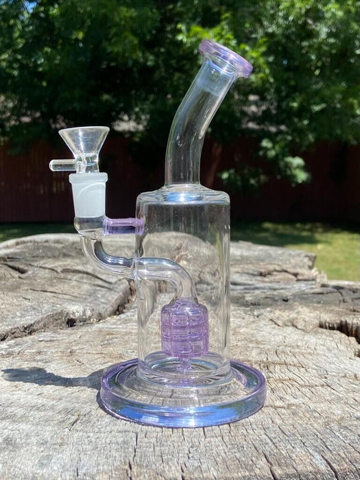 8.26" Thick Hookha Glass Bong Recycle Pink Water Pipes Hookah+5 FREE Screens