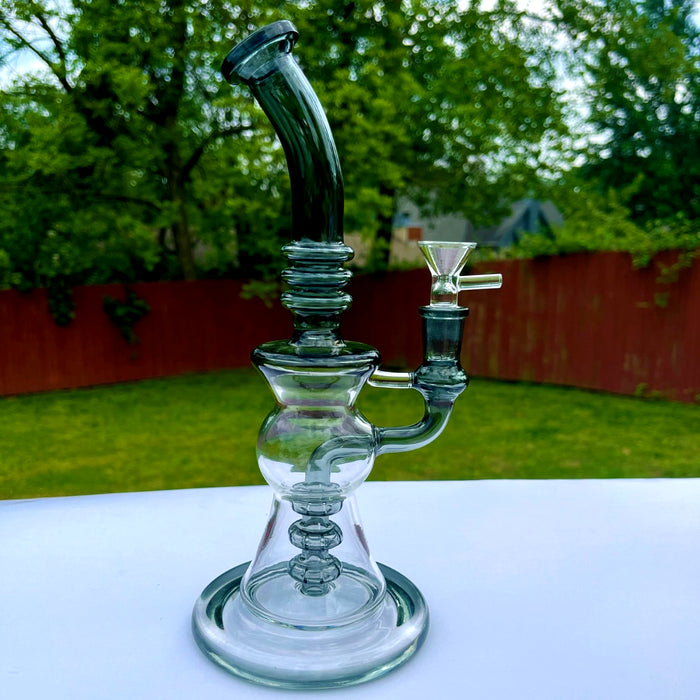 10 Inches Glass Hookah Water Pipe Bong Teal Black + 5 FREE Screens