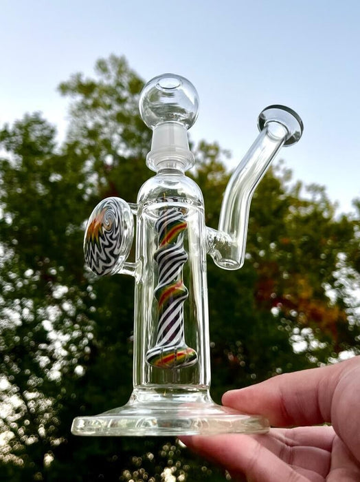 6" Colored Coil Dual Function Oil Rig Glass Bong