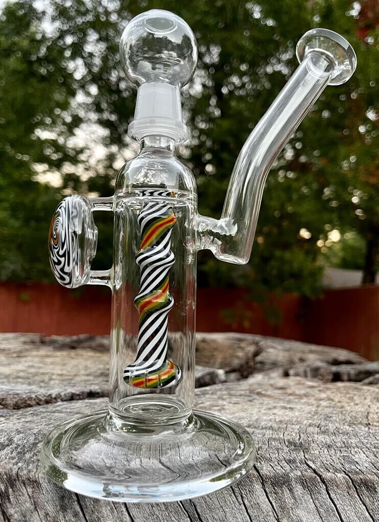 6" Colored Coil Dual Function Oil Rig Glass Bong