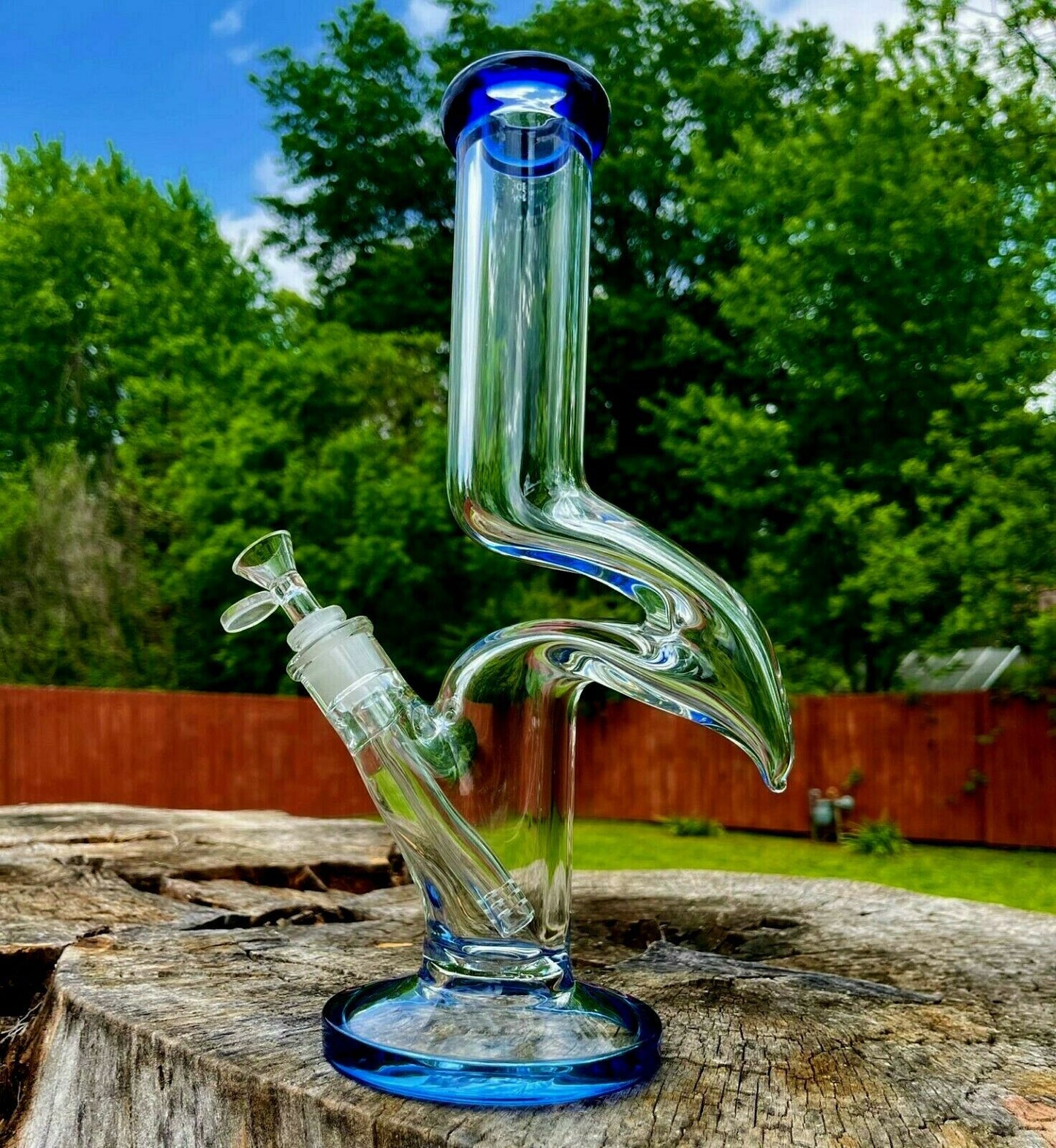 14 Inches Swiss Zong Glass Hookah Water Pipe Bong Blued + 5 FREE Screens