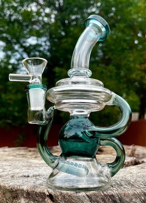 8" Double Recycler Dab Rig Bong Water Pipe