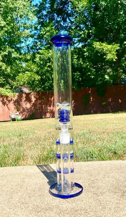 12" Blue Tower Tube Glass Bong Honeycomb Perc Water Pipe