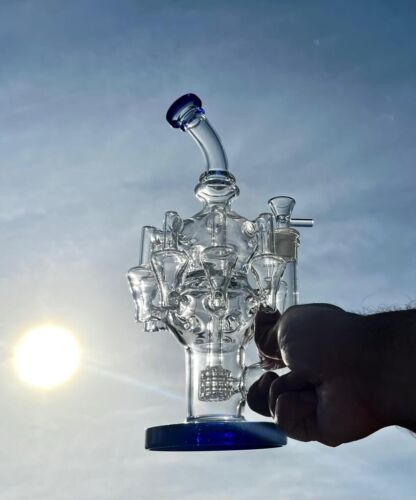 12"Chandelier Recycler Dab Rig Water Pipe Bong