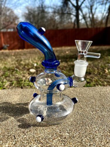 6" Blue Mini Ducklings Recycler Beaker Dab Rig Or Bong